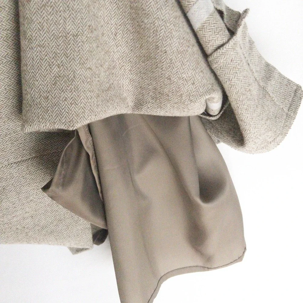 Vintage Marcona Wool Herringbone CBK Belted Pleated Euro Skirt Women 12 NWT $165 - Picture 16 of 16